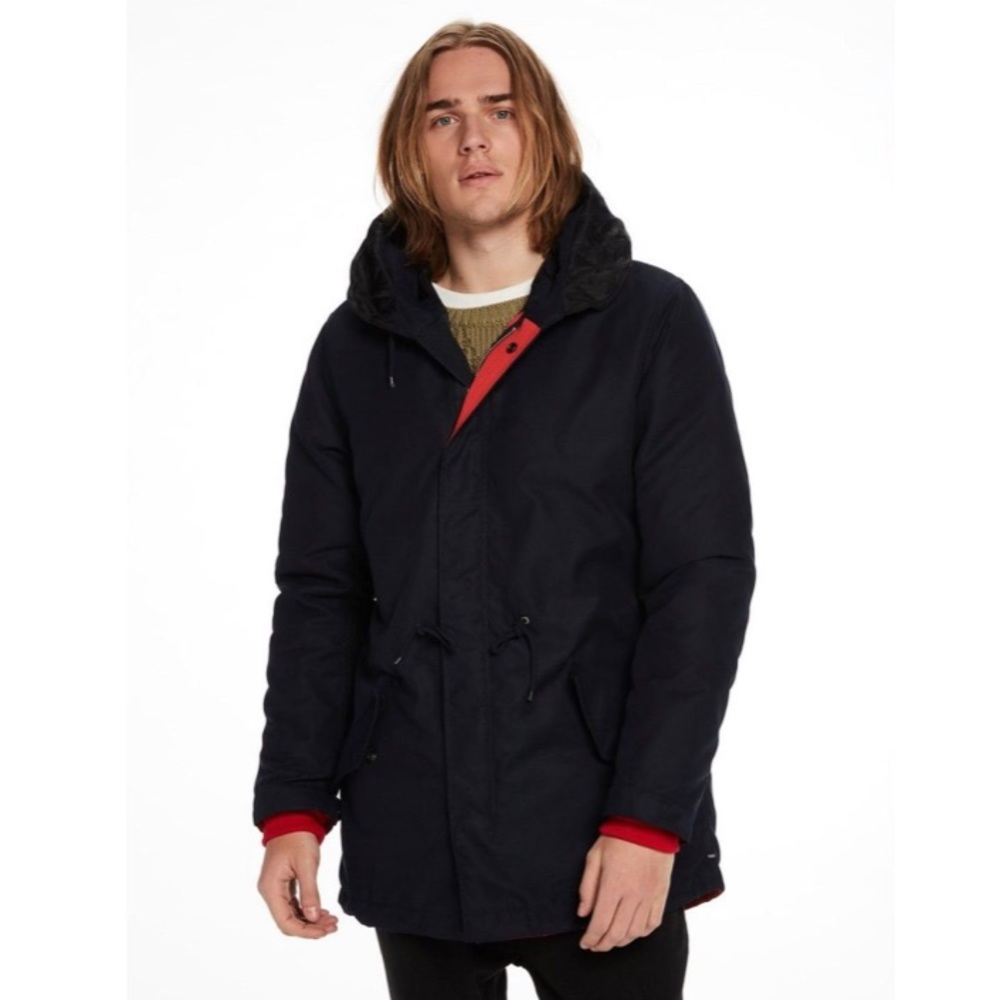 Scotch & Soda Double Layer Hydrus Parka coat Jacket navy blue size small